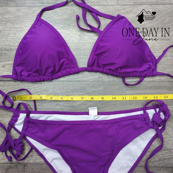 Adisputent Molded Cup Triangle Tie Side Bikini Swimsuit Size M - Picture 2 of 4